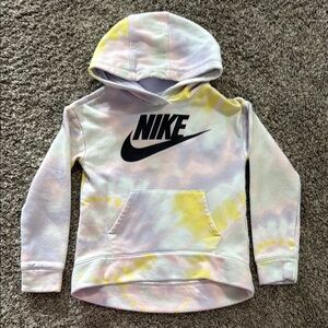 Nike Yellow and Purple Tie-Dye Hoodie Sweatshirt girls 6x